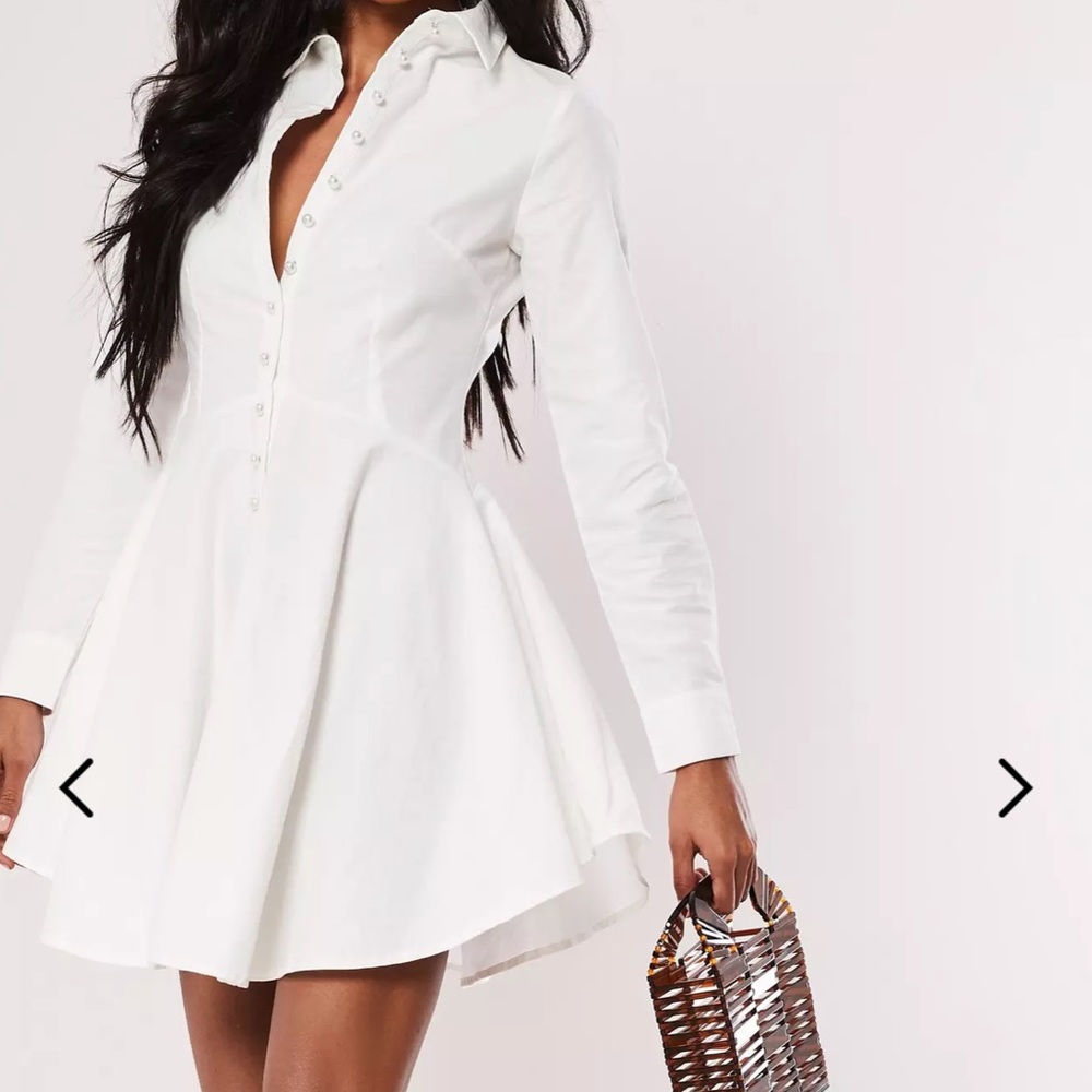 Stunning White pearl skater shirt dress